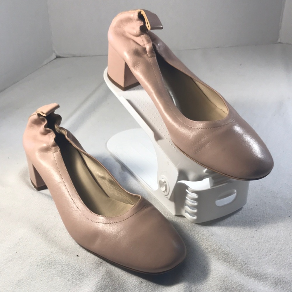 Everlane The Day Heel  Women's Pale Pink Nude Leather Block Heel Slip On Shoes